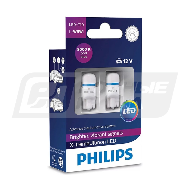 PHILIPS X-tremeUltinon LED W5W 12V 1W W2.1x9.5d, набор 2шт 127998000KX2